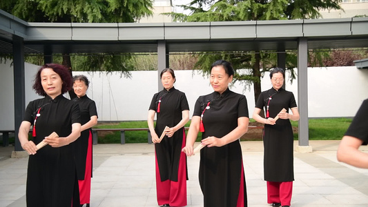 退休生活旗袍团扇舞表演（原片）视频