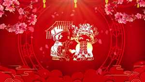 喜庆中式婚礼舞台背景40秒视频
