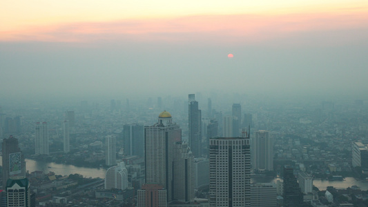 泰国曼谷城市日落合集4K实拍视频