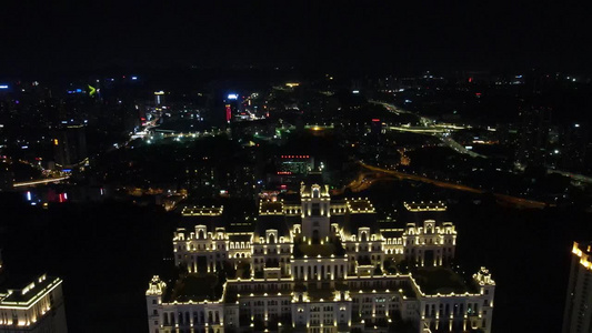 航拍贵州贵阳地标建筑夜景视频