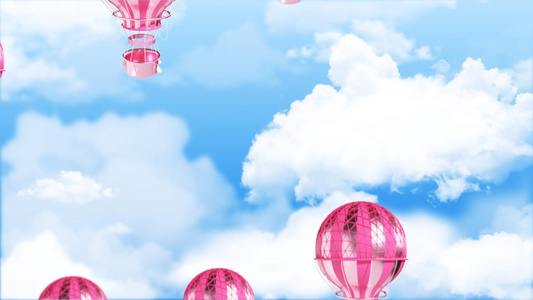 可爱卡通彩色气球升空背景视频视频