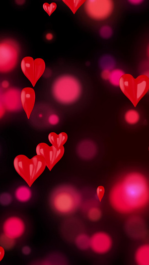 红色爱心粒子上升舞台背景情人节40秒视频