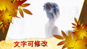 金黄色秋季枫叶浪漫图文展示PR模板100秒视频