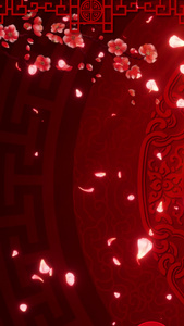 红色唯美金色福字花瓣飞舞背景传统节日视频