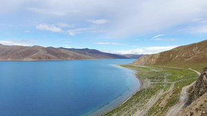西藏高原美丽湖泊巴木措航拍视频133秒视频