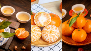 木桌上新鲜水果橘子砂糖橘9秒视频