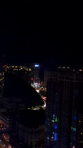 航拍贵州地标建筑贵阳双子塔夜景CBD视频