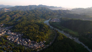 航拍5A景区缙云仙都村落田园风光航拍视频40秒视频