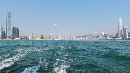 航拍香港维多利亚港视频