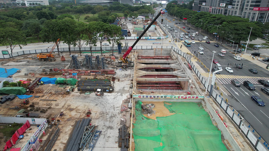 城市地铁修建航拍视频