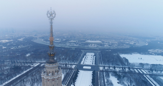 莫斯科州立大学冬季空中观察视频