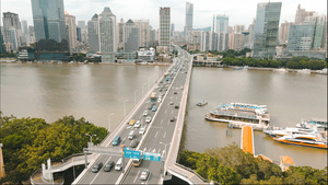 4k高清航拍广州江湾大桥城市交通建筑78秒视频