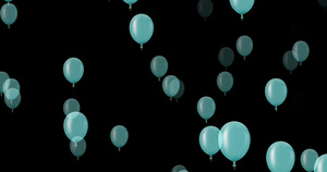 在黑暗背景下飞行的蓝色气球动画11秒视频