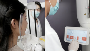 男医生操作设备为患者拍牙片25秒视频