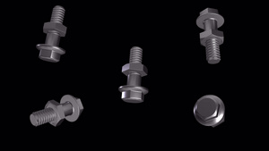 螺栓和螺母紧固螺母和螺栓金属灰色的动画21秒视频