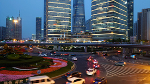 上海东方明珠环路交通4秒视频