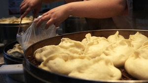 城市街头美食餐饮早餐包子铺4k素材58秒视频