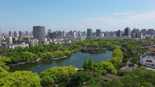 航拍5A景点宁波月湖视频视频