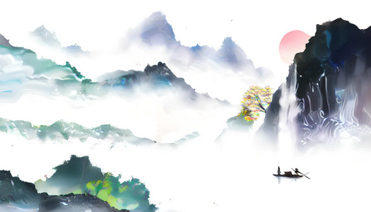 中国风山水水墨画视频