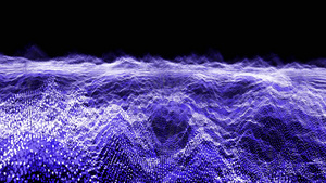 未来派抽象蓝白音波形球振荡可视化波技术数字表面与粒子21秒视频