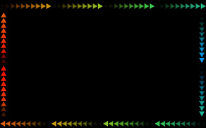 双三角双彩虹边框线慢速在黑屏线上全部淡化13秒视频