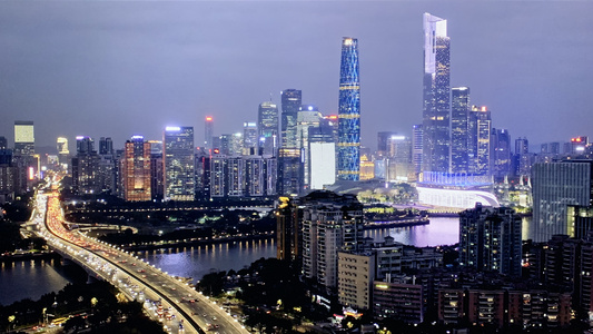夜景航拍广州珠江新城4K超高清[非常低]视频