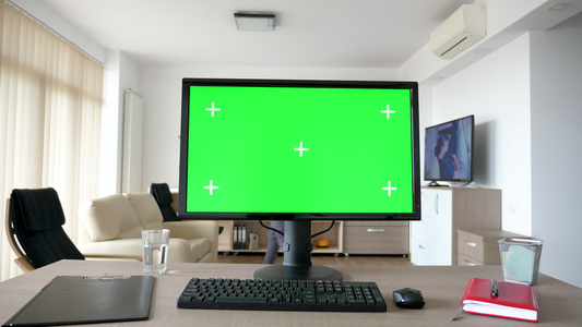 用大型绿色屏幕染色体模拟的个人电脑pc个人电脑视频
