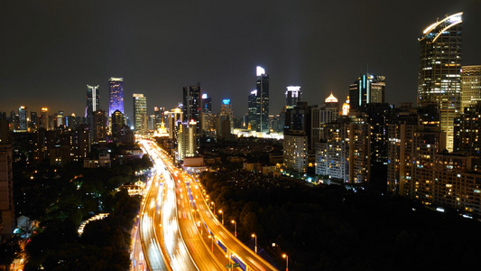 上海城市高架桥延时夜景视频