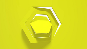 黄色的商业背景六边形在框架的中心旋转窗框的移动3d7秒视频