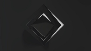 黑色商业背景与正方形四边形在框架中心旋转窗框的移动7秒视频