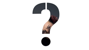 一个女孩在问号后面的肖像形状为Stencil完整的13秒视频