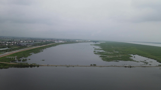 航拍湖南岳阳洞庭湖视频