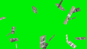 美元堆叠在绿色屏幕上飞动14秒视频