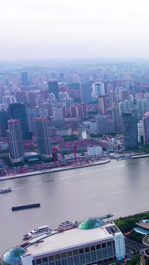 航拍上海外滩 黄浦江63秒视频