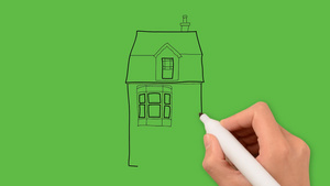 绘制大型家庭建筑艺术在绿色背景上结合颜色Y10秒视频