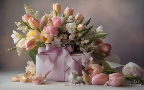 母亲节之粉色系花朵礼物视频