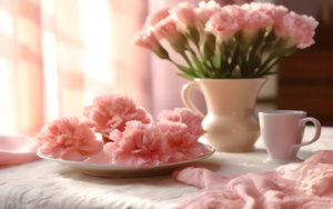 母亲节粉色康乃馨花朵唯美4秒视频