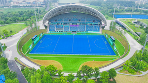 4K杭州地标亚运会曲棍球比赛场馆拱墅运河体育场15秒视频