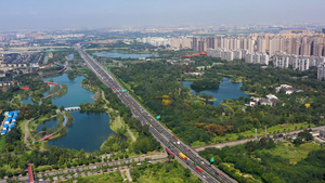 4K成都城市大型绿色项目锦城公园桂溪生态公园航拍素材90秒视频