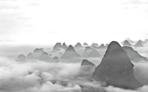 云海缭绕的高山视频