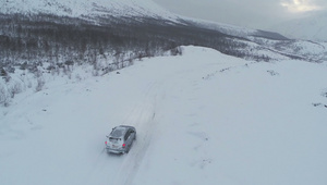 雪山路上驾驶汽车35秒视频