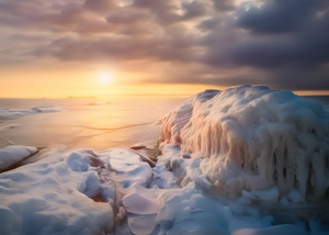 冬天的冰雪融化震撼美景4秒视频
