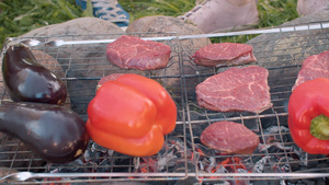 烤牛肉和辣椒17秒视频