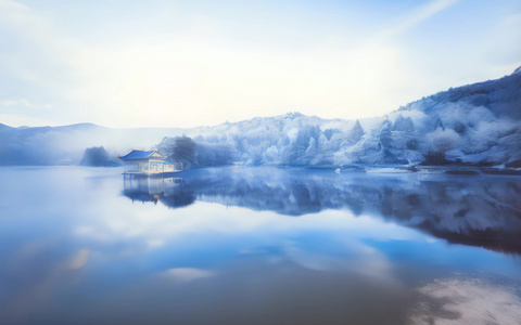 庐山如琴湖冰雪摄影图片视频