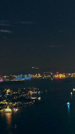 厦门双子大厦夜景航拍旅游城市12秒视频