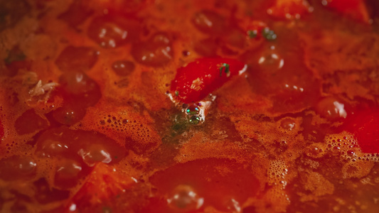 番茄酱煮熟了细节4视频