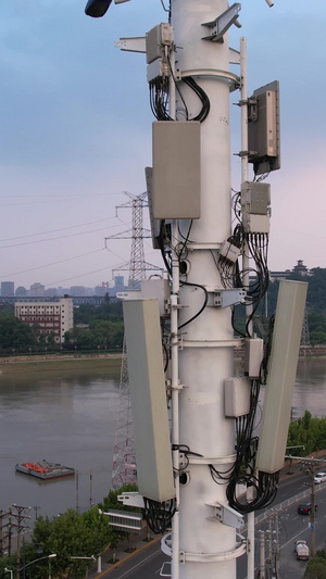 航拍城市电信移动基站信号塔5g信号接收设备科技数码素材万物互联56秒视频