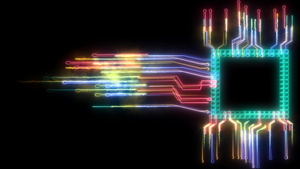 未来抽象彩虹数字智能扭光高速芯片数据处理技术全功率30秒视频