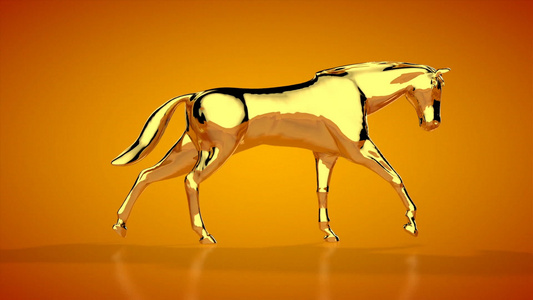 金马奔跑无缝环绕橙色工作室视频