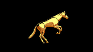 金色马从栅栏无缝环阿尔法频道上奔跑和跳跃7秒视频